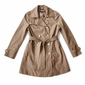 Karl Lagerfeld Paris Belted Trench Coat Tan Small Gold Buttons